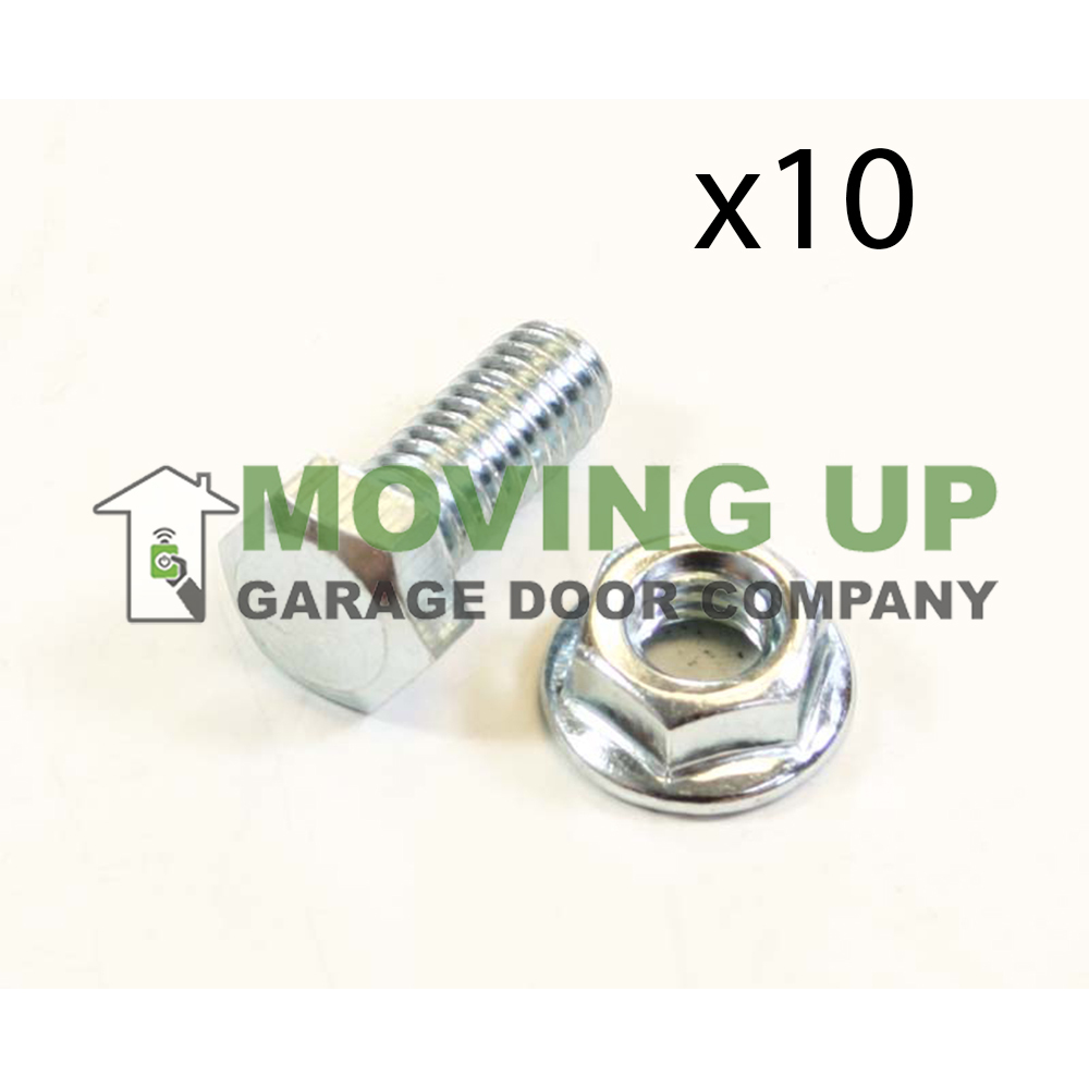 Garage Door Hardware Hex Bolt and Serrated Flange Nut 5/16-18 X 3/4" Lot of 10