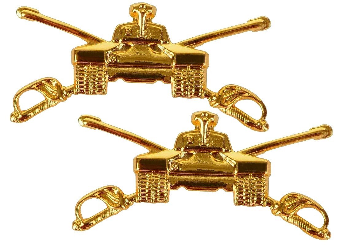 US ARMY TANK Infantry Armor Officer Collar Hat Brass Badge Pins Insignia SET