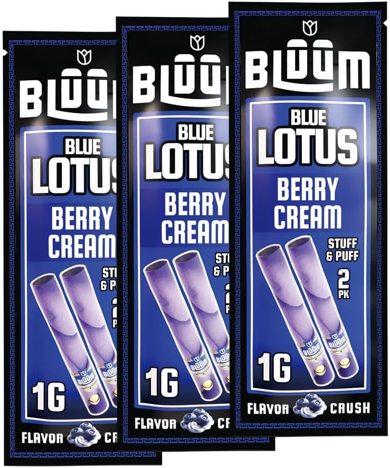 BLUUM | Blue Lotus Cone | Berry Cream | Flower Petal Prerolled | 3 Pack, 6 Rolls
