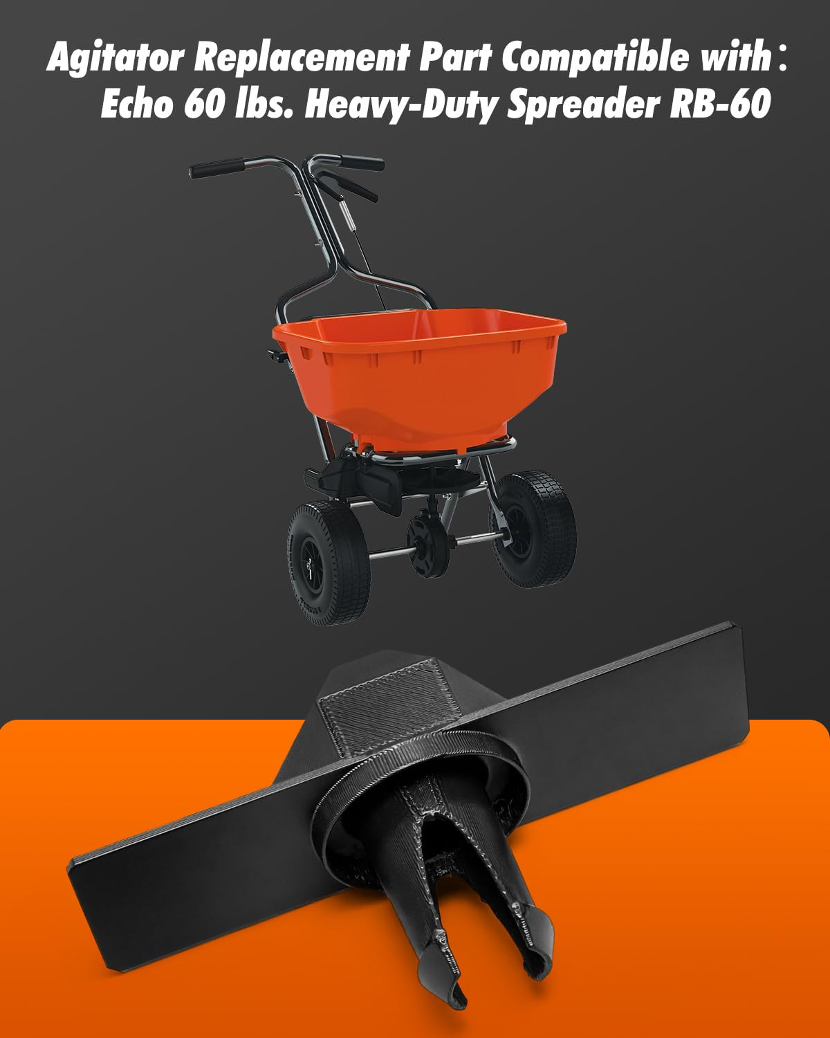 Upgraded Agitator Replacement for Echo RB-60 Broadcast Spreader, Improves Seed a