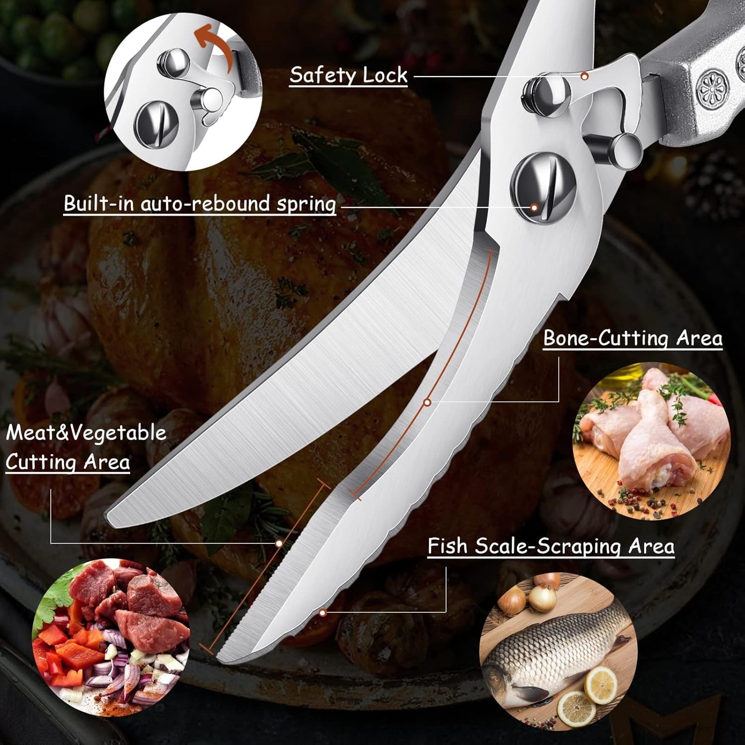 Poultry Shears Heavy Duty Kitchen Shears Multipurpose Kitchen Scissors Stainless