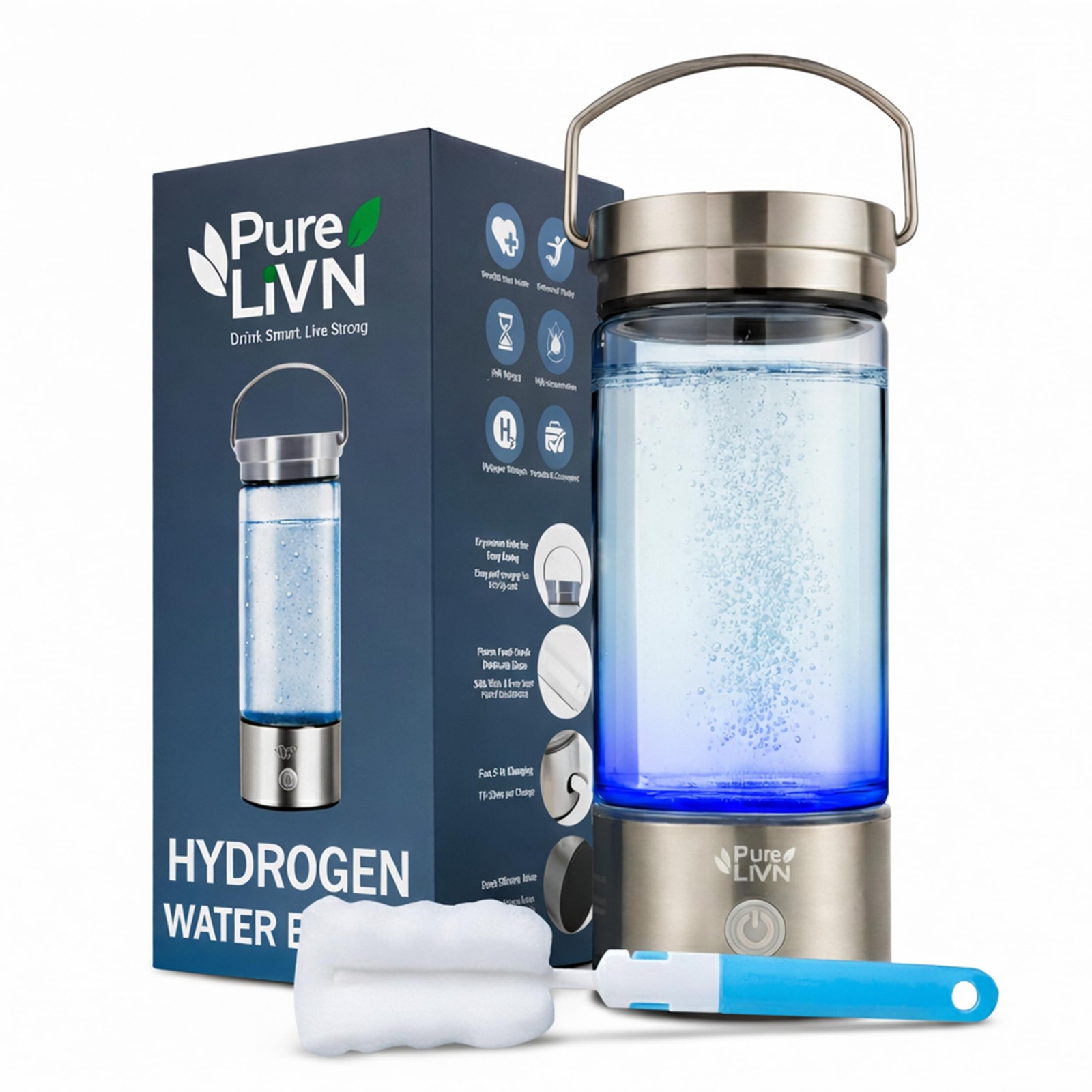 Hydrogen Water Bottle 2026 Upgraded Version with Cleaning Brush – SPE-PEM Hyd...