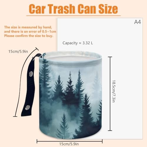 Car Trash Can Waterproof Garbage Can Car-Seat Back Hanging Mountain Forest