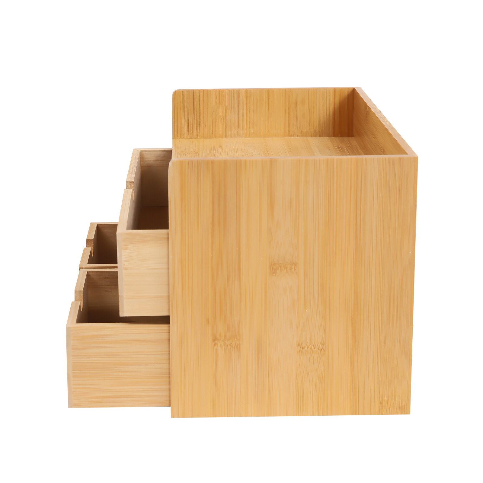 Bamboo Desk Organizer with 3 Drawers Tabletop Cosmetic Storage Simple Design NEW