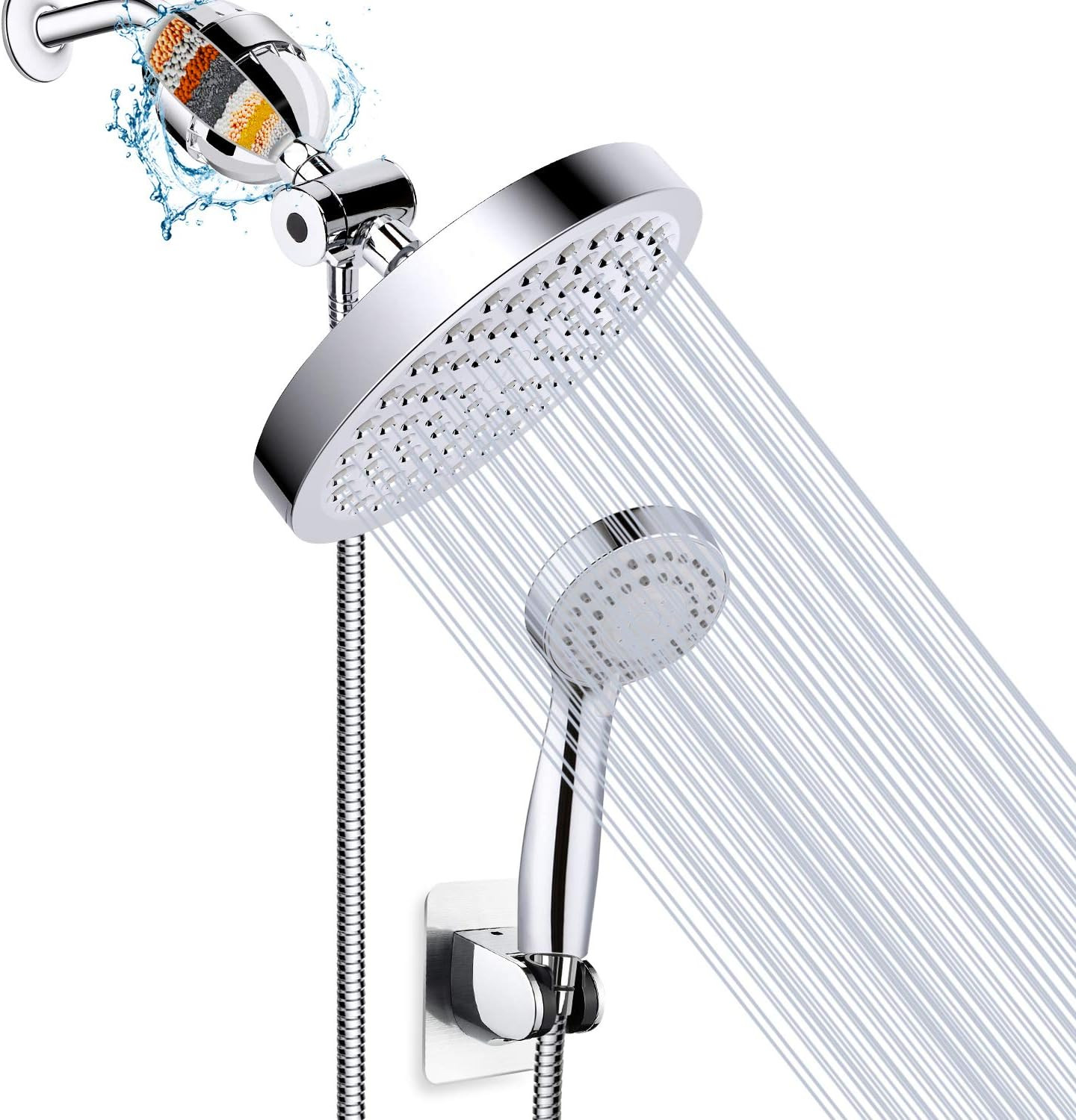 Filtered Shower Head with Handheld, High Pressure Rainfall Shower Head | Filter