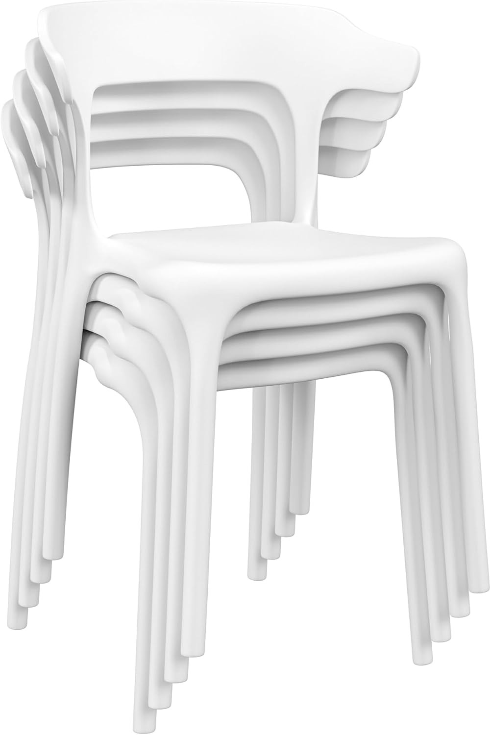 4 Pack Plastic Stacking Chairs Stackable Dining Chairs Kitchen Restaurant Patio