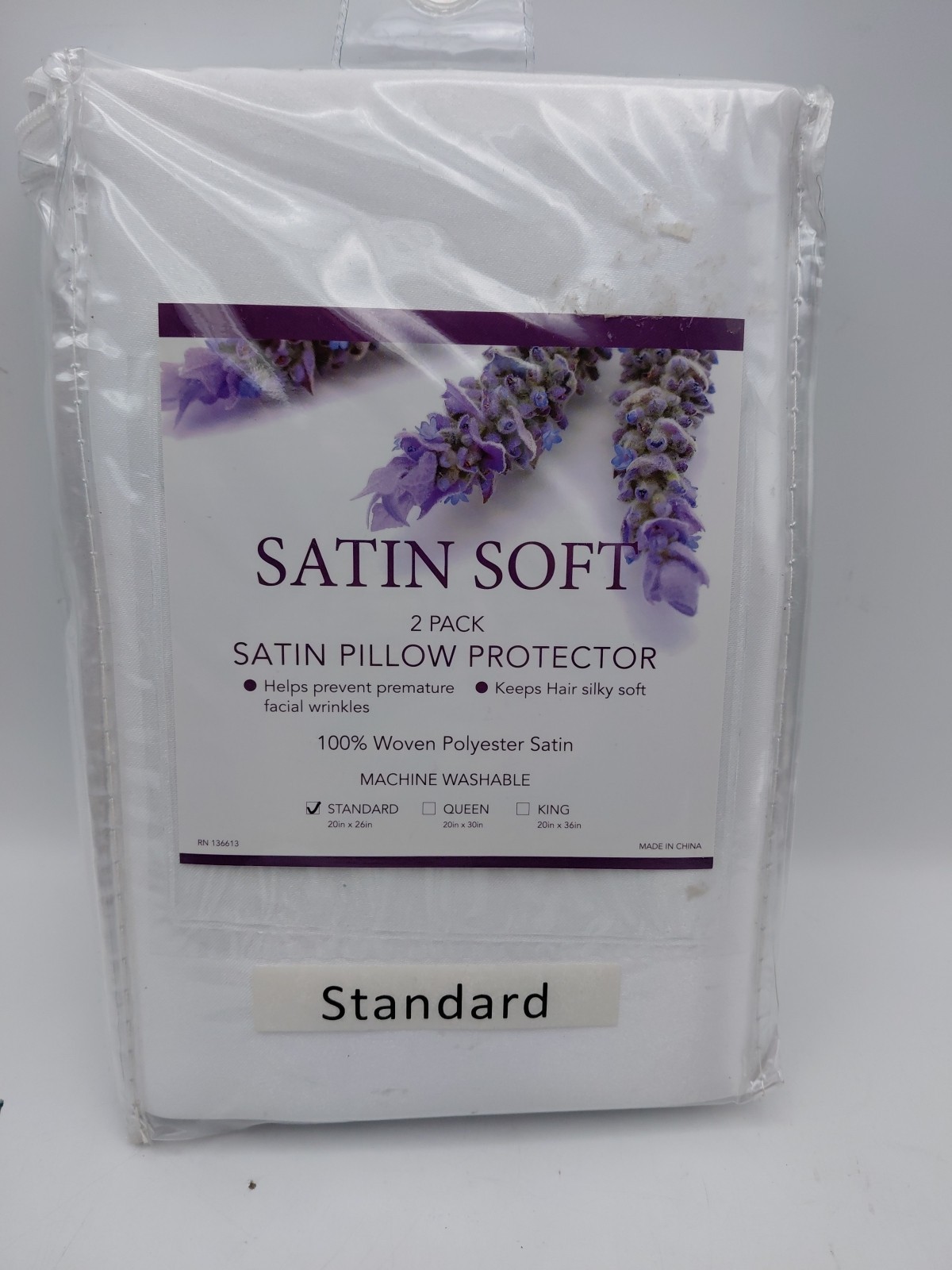 Standard Satin Soft 2 Pack Pillow Protector White