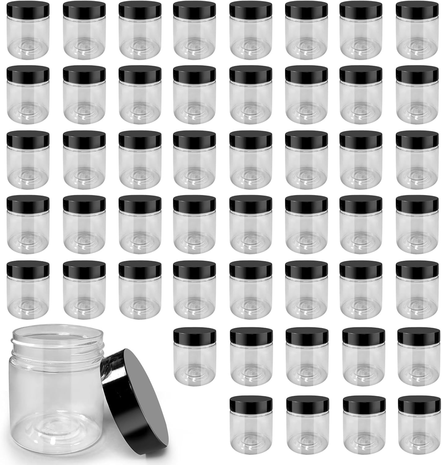 4oz Clear Plastic Jars with Lids 50 Pack