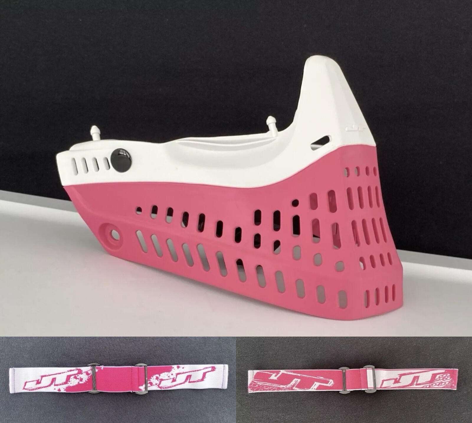 NEW JT Proflex Fuchsia White Pink Bottom + 2 Goggle Straps Paintball Mask