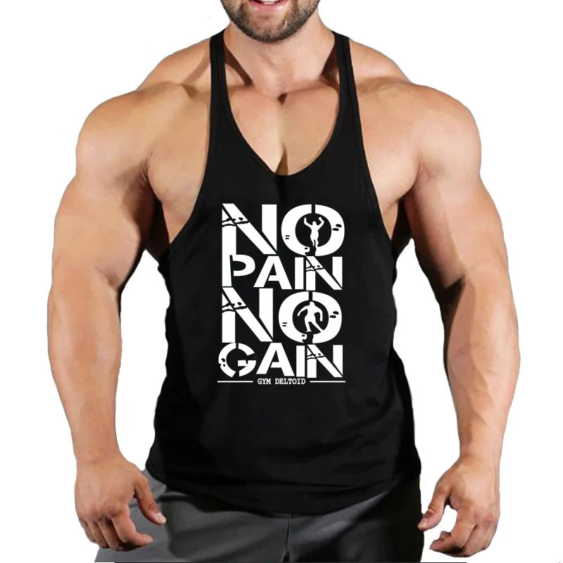 Men Tank Top Bodybuilding Gym Workout Fitness Cotton Sleeveless Stringer Vest