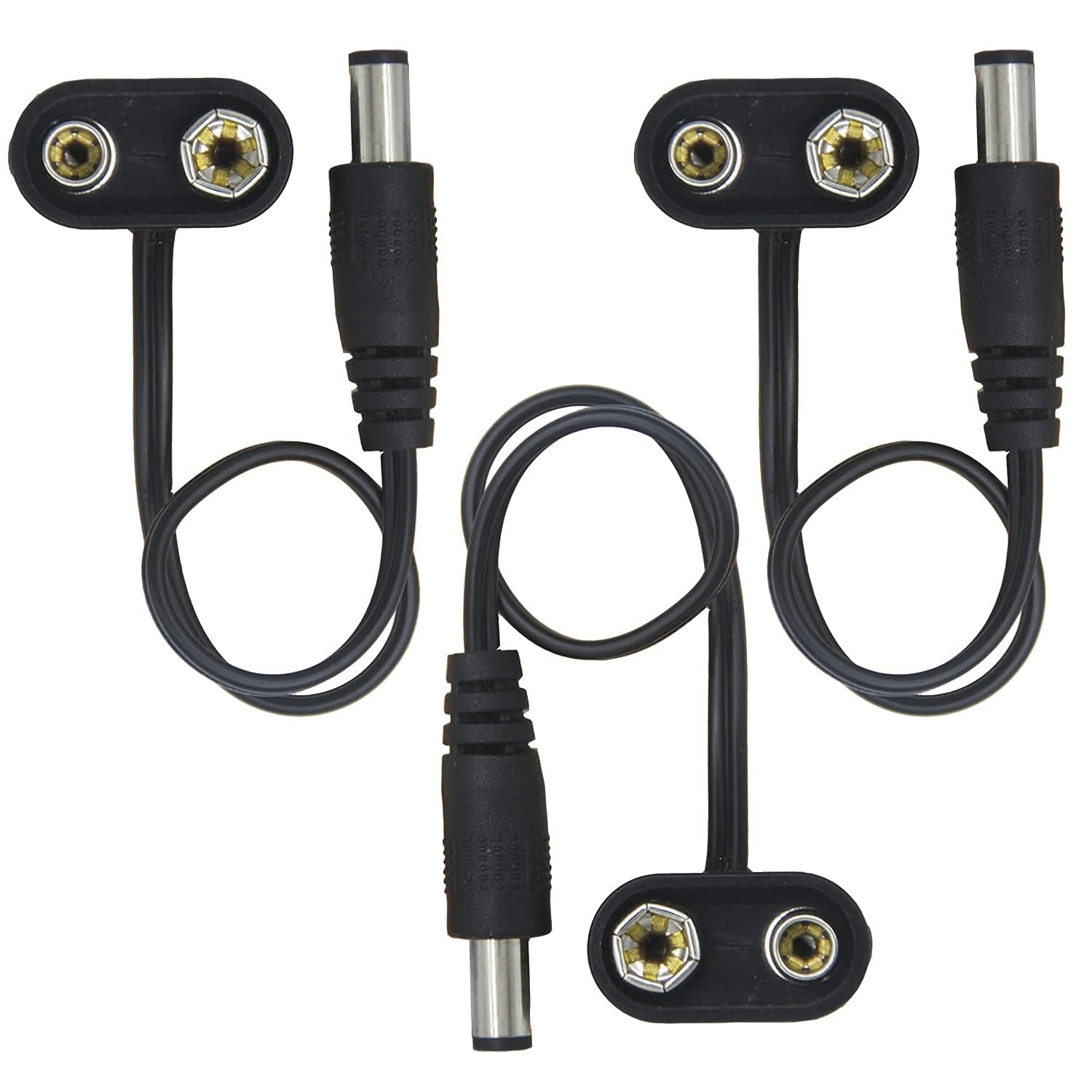 Augioth 9 V Pedal Battery Clip 3 Pack 5521 Converter Center Negative 9 Black