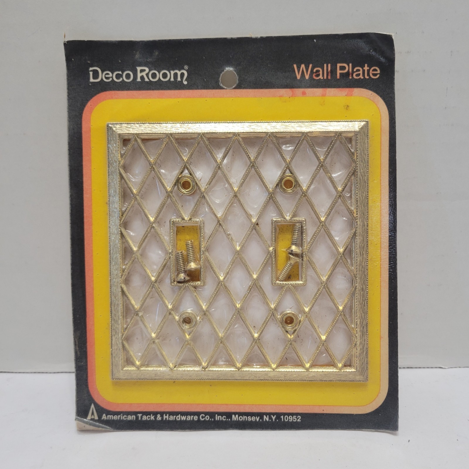 New NOS Lattice Faux Mother Of Pearl Gold Tone 2 Light Switch Wall Plate Cover