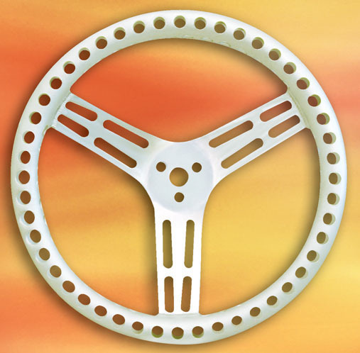 LONGACRE UNCOATED ALUMINUM STEERING WHEEL,15" DRILLED