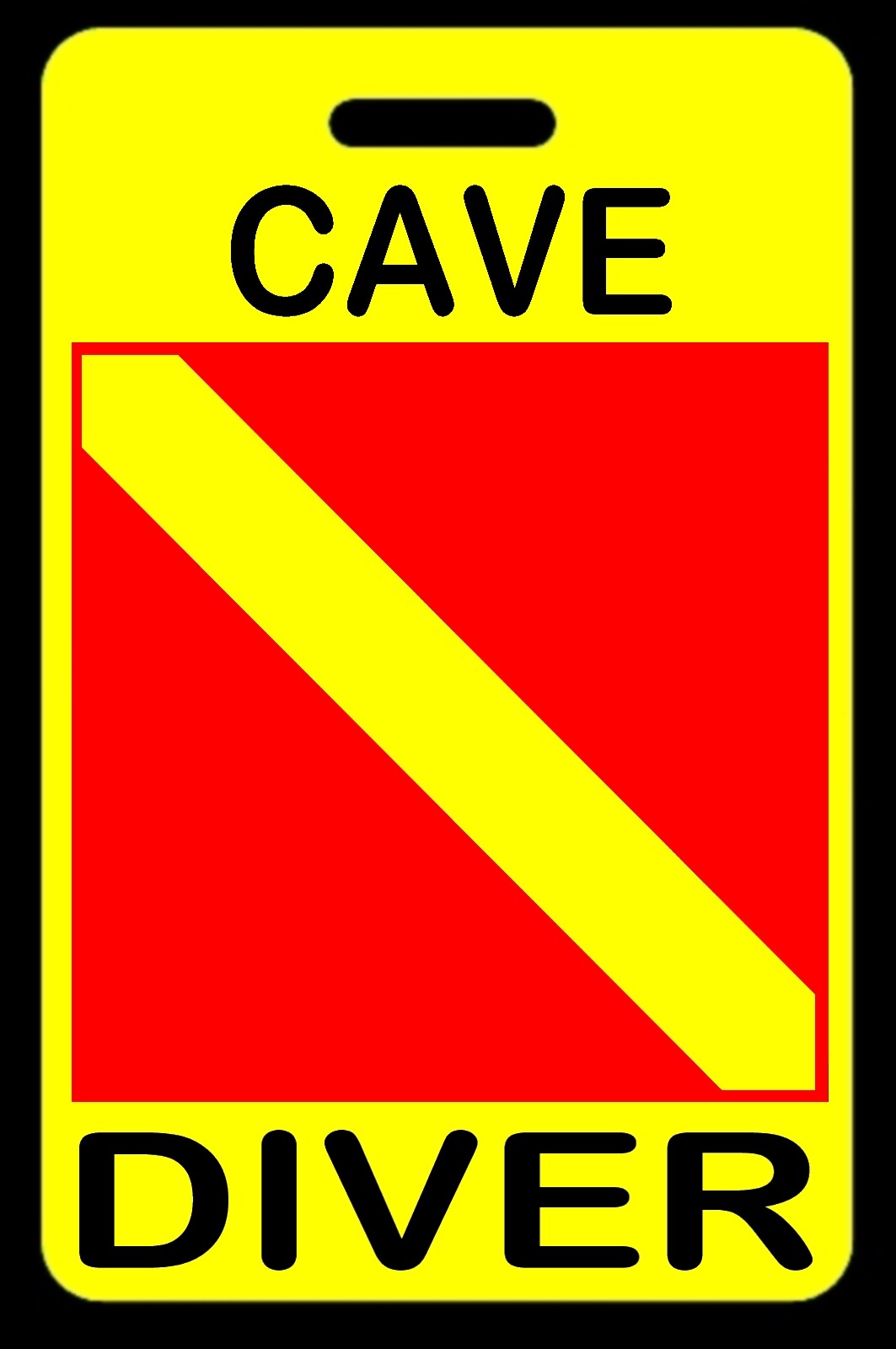 Safety Yellow Cave Diver SCUBA Diving Luggage/Gear Bag Tag - New