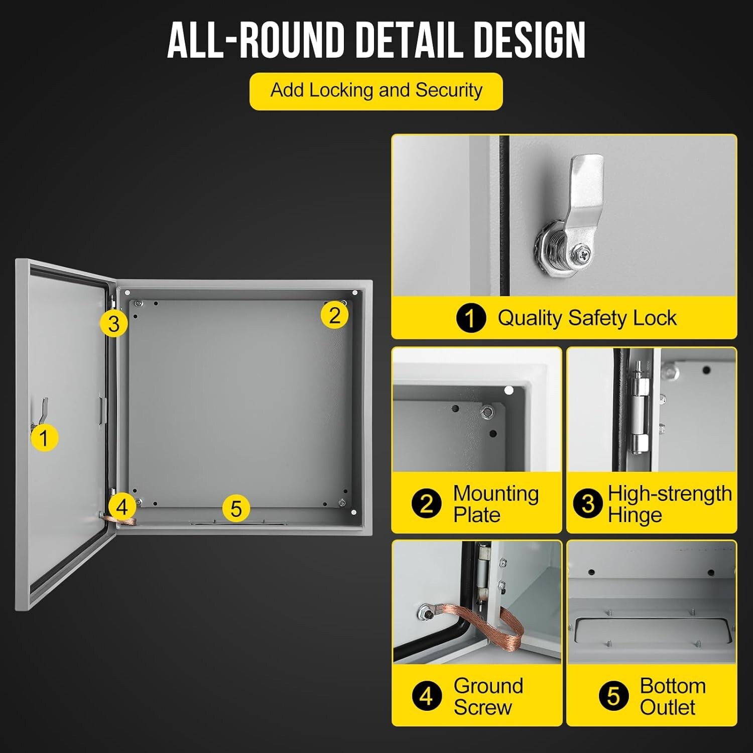 24x24x8" Electrical Box IP66 Waterproof & Dustproof Junction Box Plate Bracket