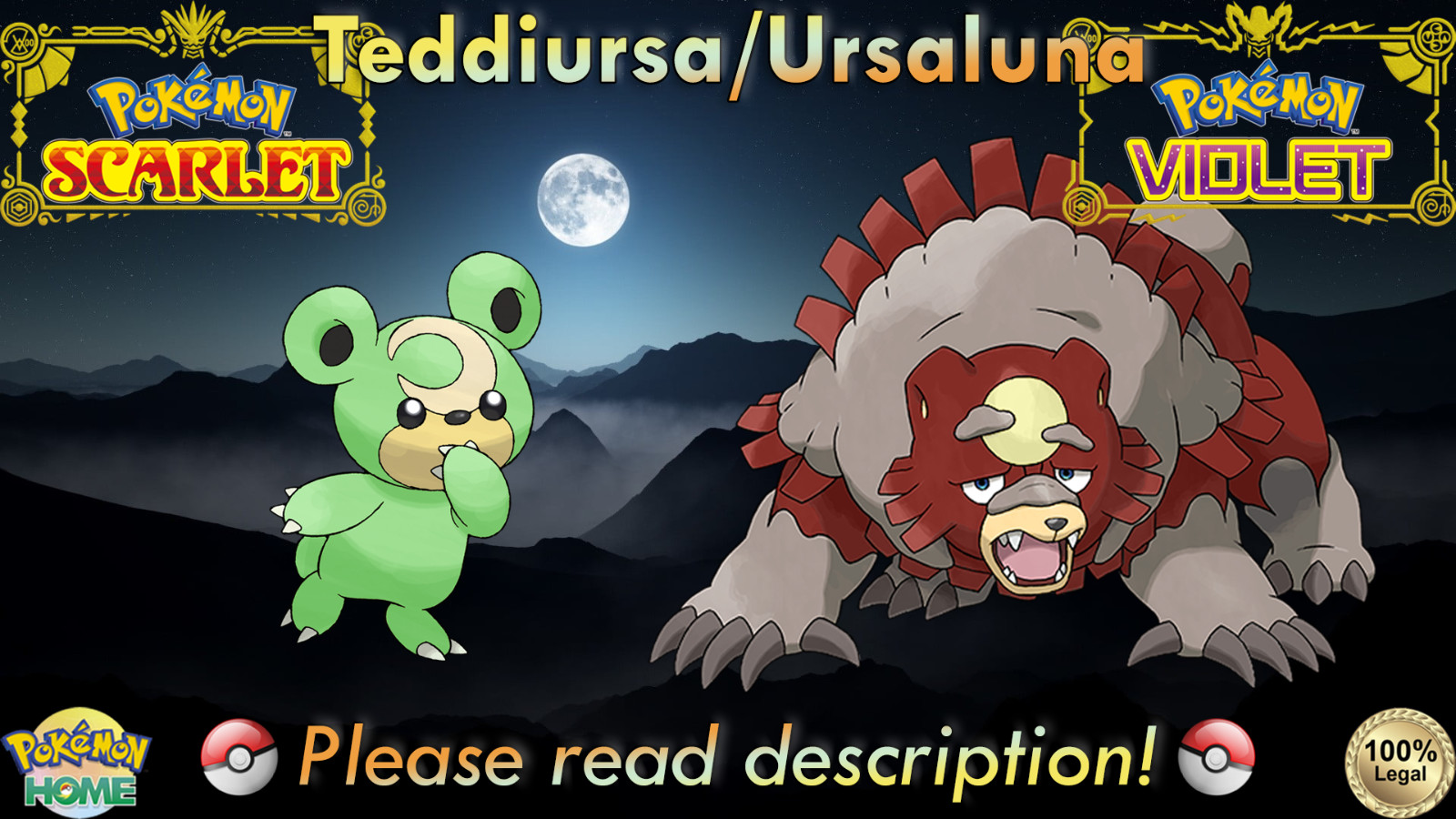 🍊Shiny/Non-shiny Teddiursa/Ursaluna 6IV🍇Pokémon Scarlet/Violet (💯Legal)