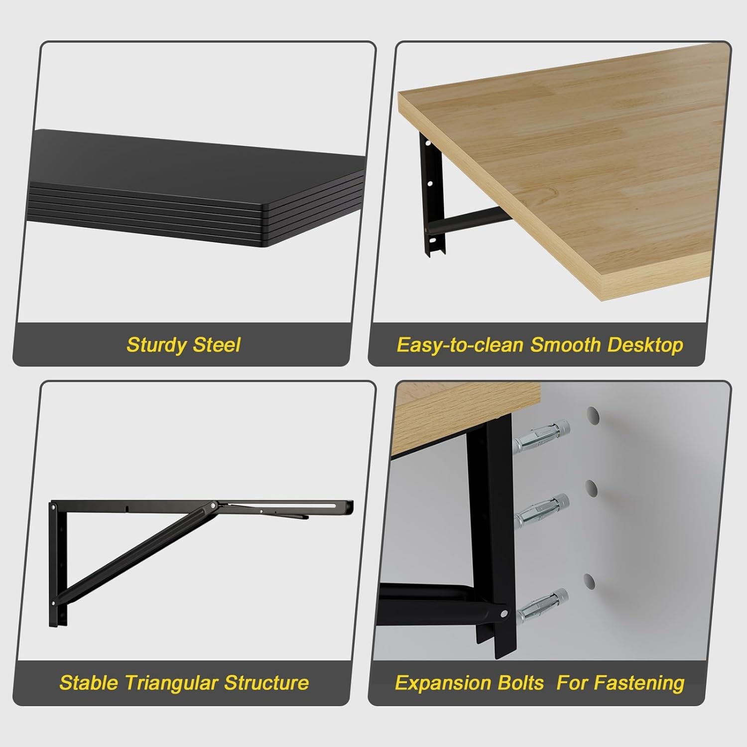Wall Mounted Folding Workbench, 47.2 x 22.8-inch Heavy Duty Foldable Work