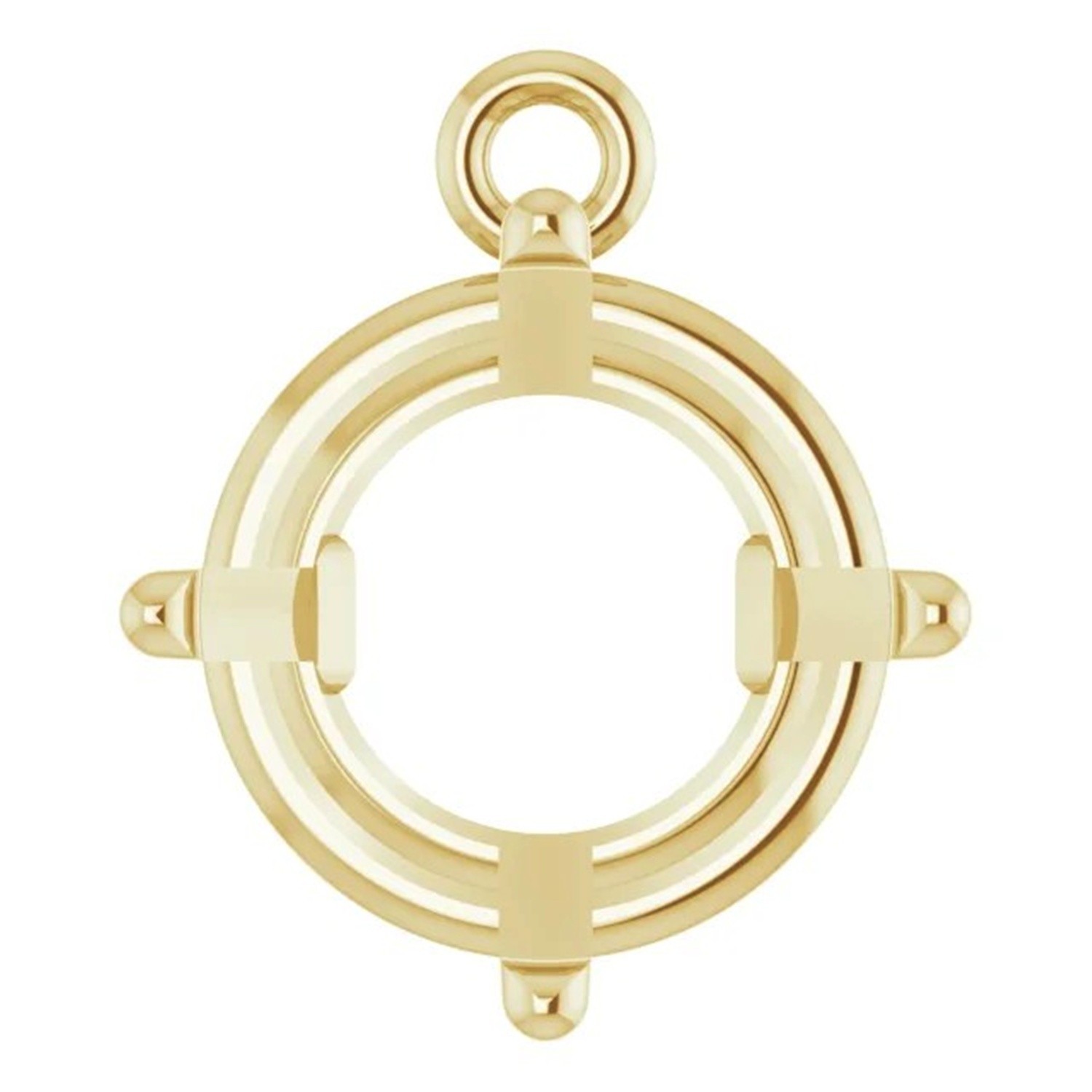10K Yellow Gold Dangle Mounting Round Cut 4 Prong Basket Designed Setting USA