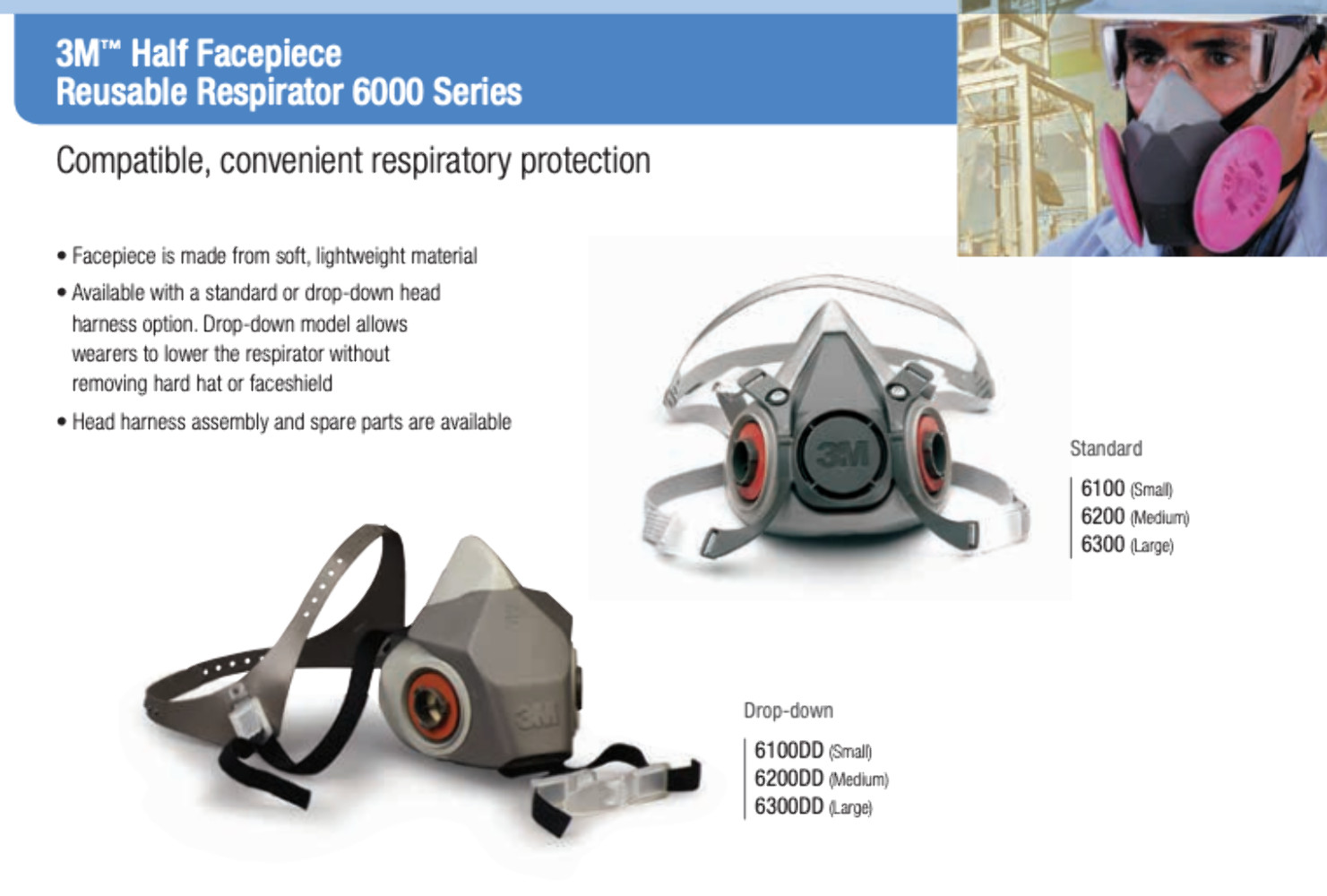 3M™ Half Facepiece Reusable Respirator 6100 / 07024