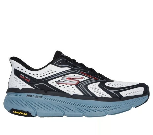 Skechers Men's Shoes White Black Running Max Cushioning Comfort Mesh Lace 220837