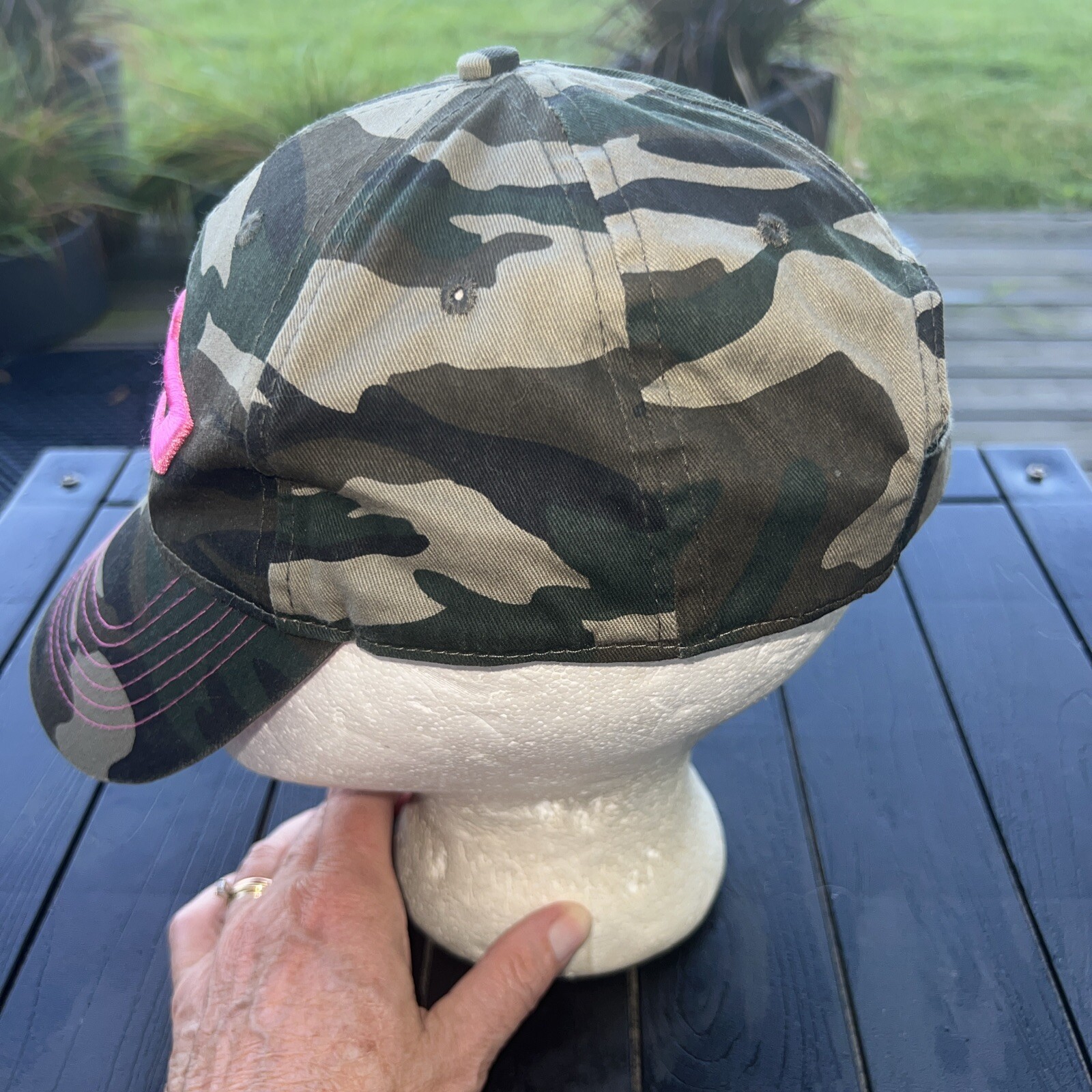 Chevy Pink Logo On Greens Camouflage Hat Cap Hook Loop Cotton Pink Inside