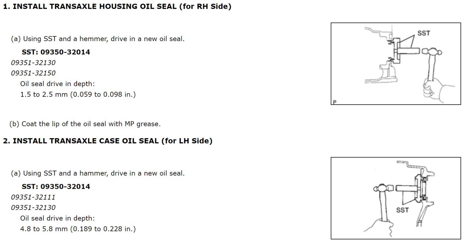 Corolla Axle Seal Driver Set 03-08 245e Trans (beta)