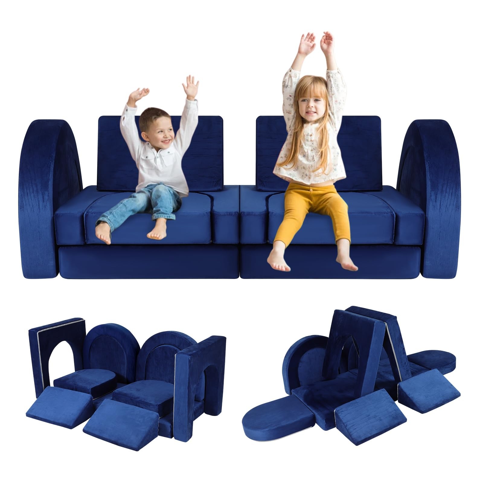 12PCS Modular Toddler Play Couch Kit, Multifunctional Foam Play Couch Fold Ou...