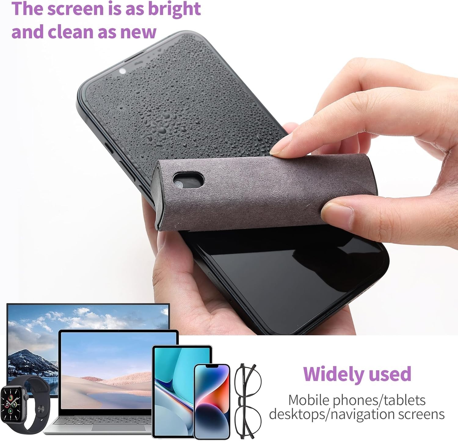 Screen Cleaner Kit 2 Pack Touchscreen Spray Microfiber Cloth Phone Tablet Laptop