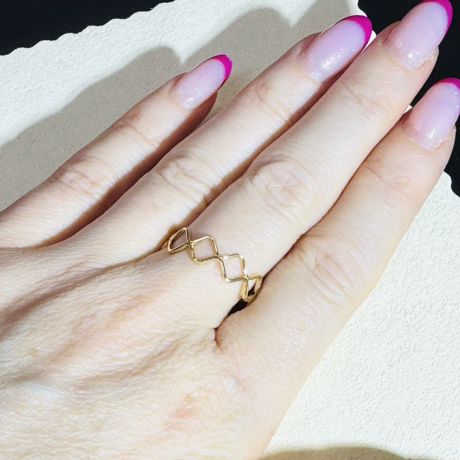 Solid 14K Yellow Gold Unique Stacking Ring Size 8