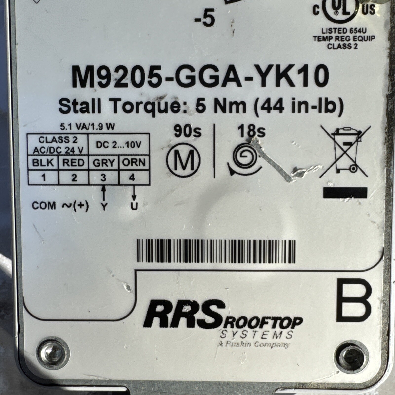 Johnson Controls Damper Actuator M9205-GGA-YK10
