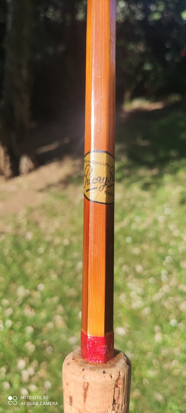 English flamed tonkin bamboo fishing rod. 3 piece Priory Rod rarity.