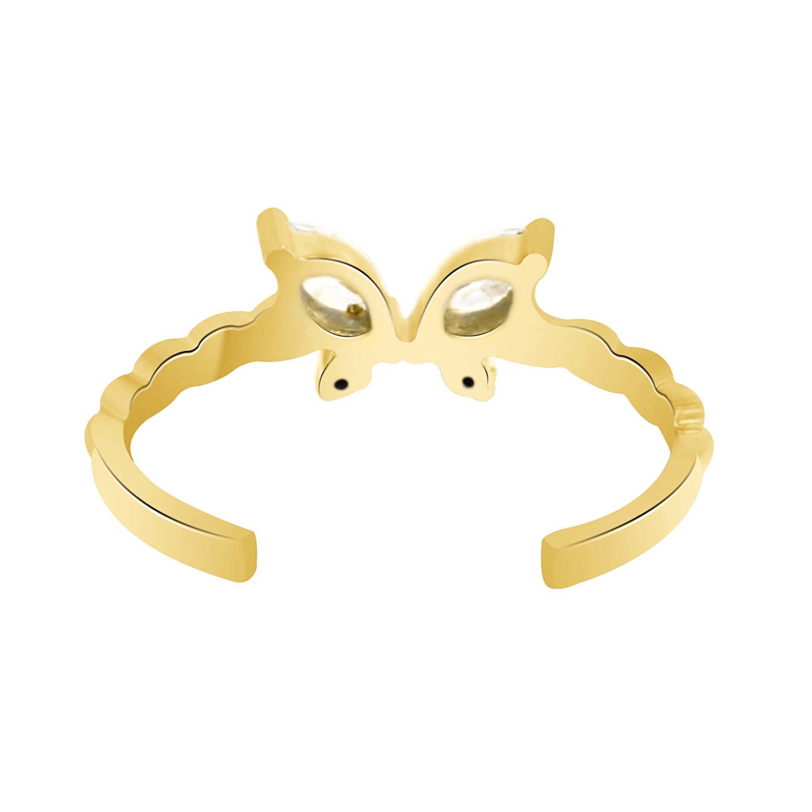 Butterfly Adjustable Toe Ring Simulated Diamond 10K Yellow Gold