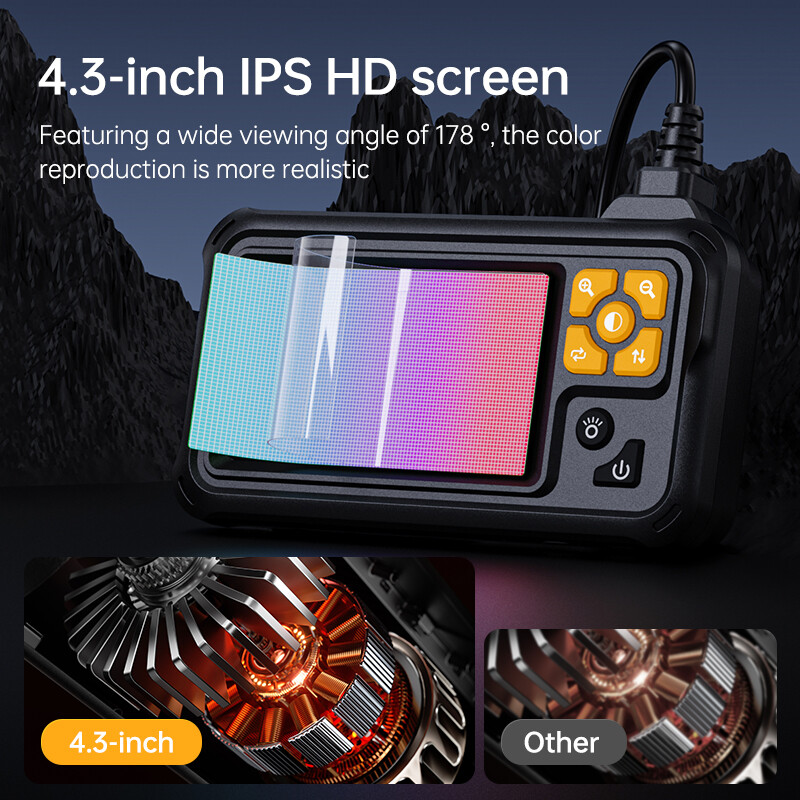 Endoscope Camera with Lights Dual Lens Borescope 16.4FT Cable 4.3" Screen 1080P