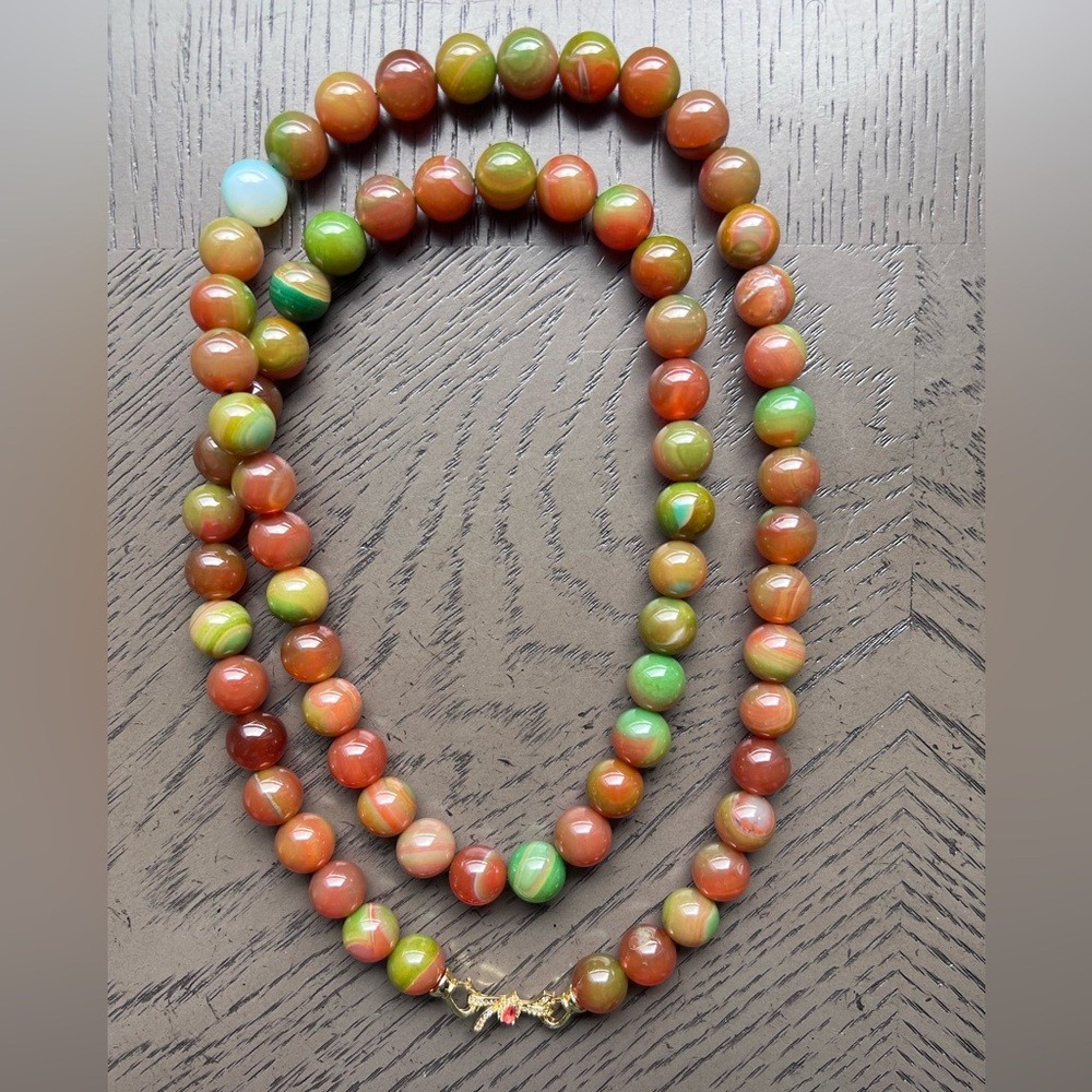 Gorgeous colorful agate necklace 14mm 40’