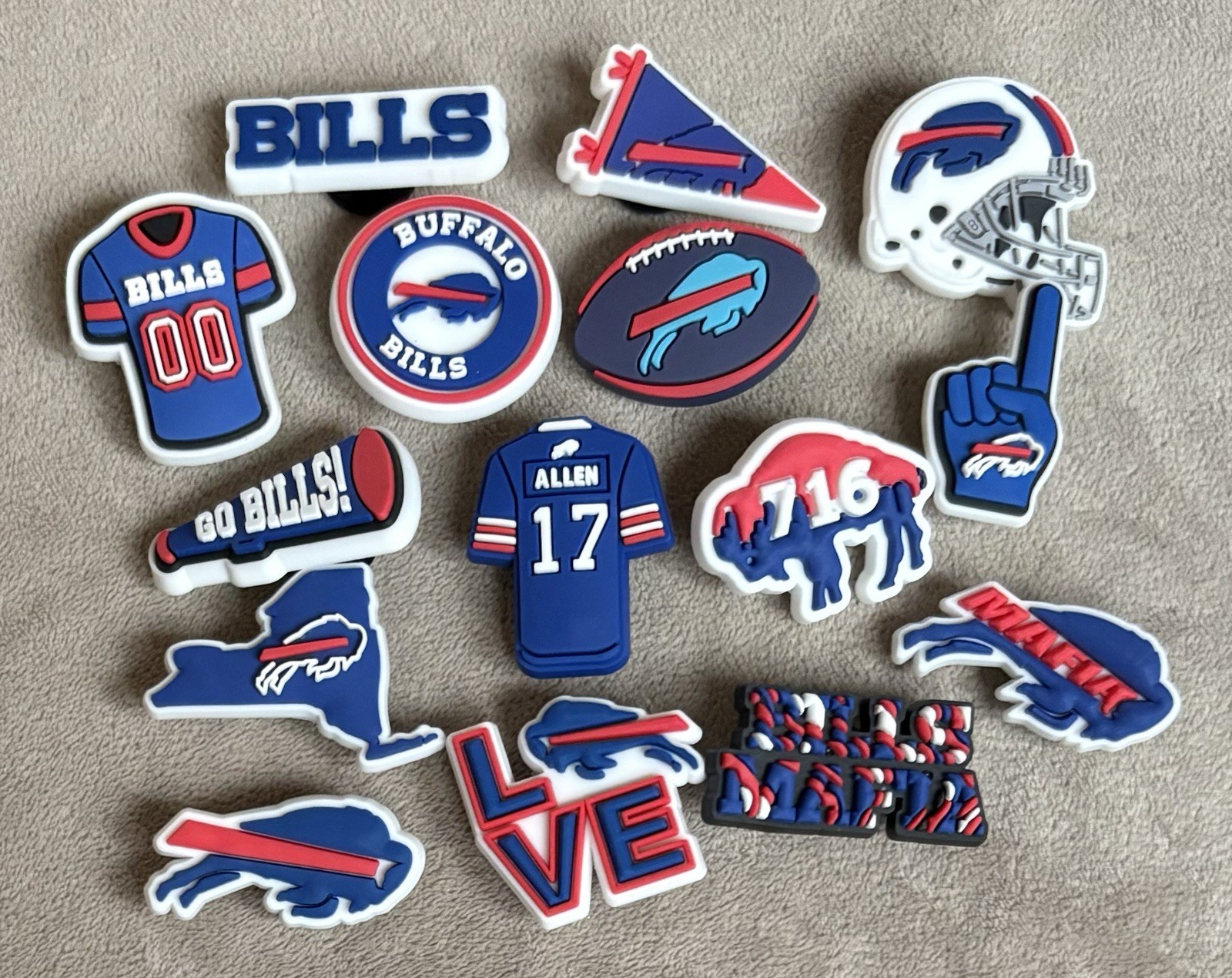 15 Piece BUFFALO BILLS Football Team Shoe Charms Football  Shoe Decorations