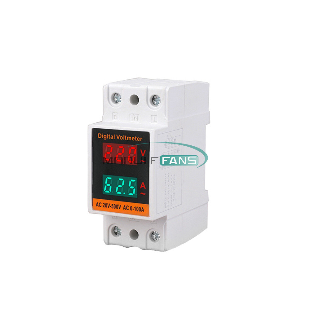 AC 50-500V 100A Din Rail Single-phase Digital Voltage LCD Voltage Current Meter