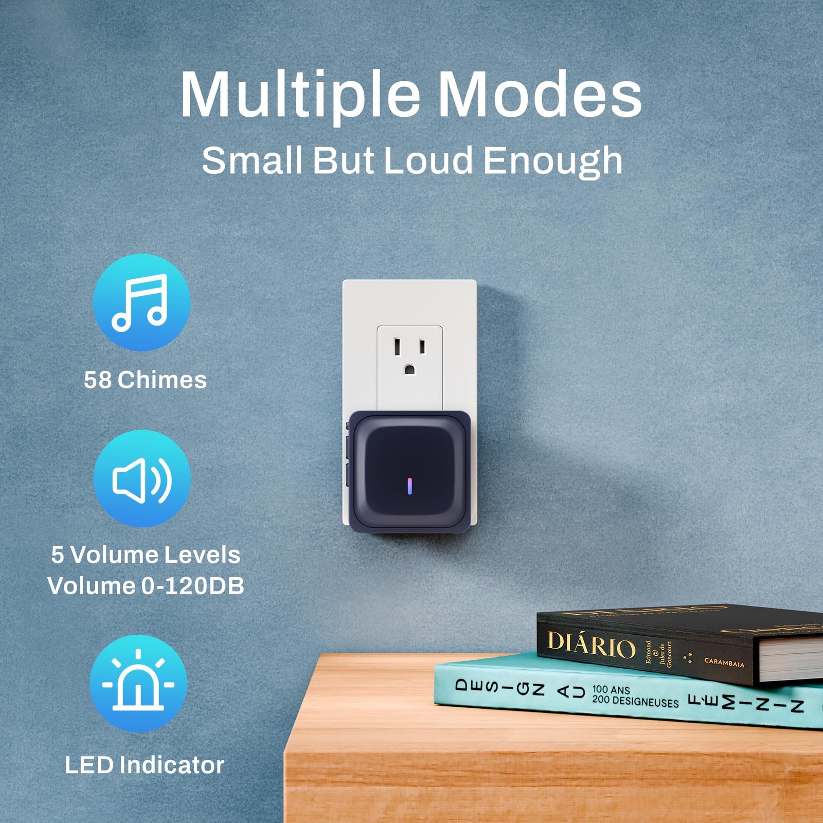 BN-LINK Wireless Doorbell with 2 Buttons, Mini 1 Receivers 2 Button, Black