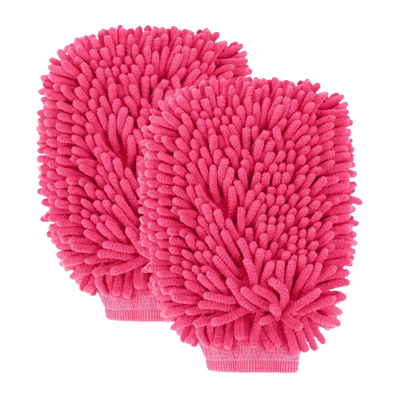 2PCS Car Wash Mitt, 10.14"×7.12" Chenille Microfiber Car Wash Mitts, Scratch-...