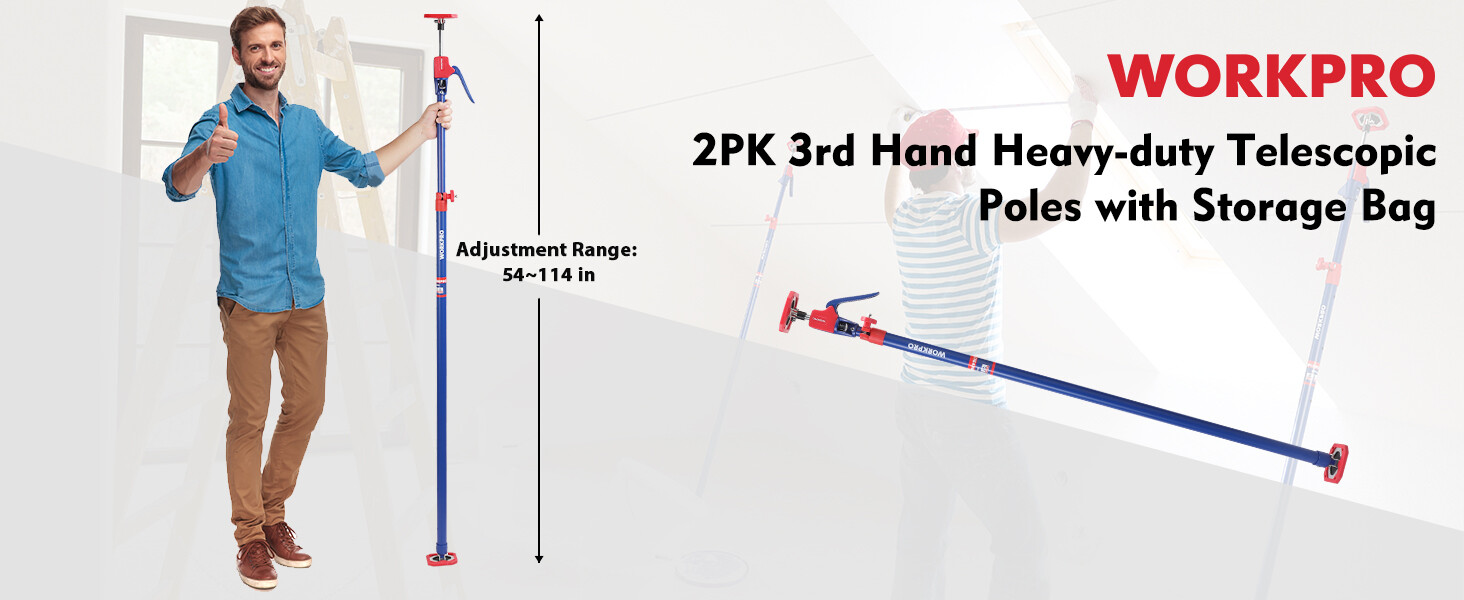 WORKPRO Cabinet Jack Support Pole 154lbs Capacity Steel Telescopic Quick Support