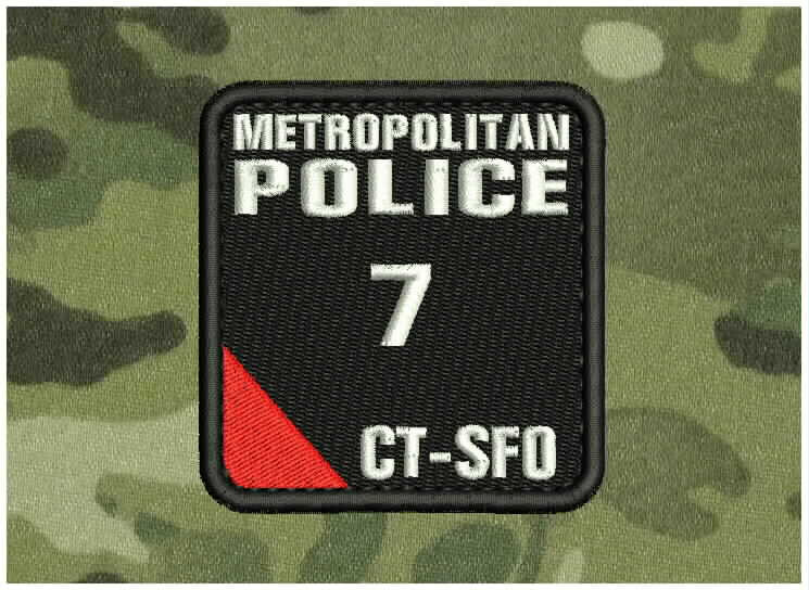 Metropolitan Police 7 CTSFO embroidery patch 3x3 hook on back red white on black