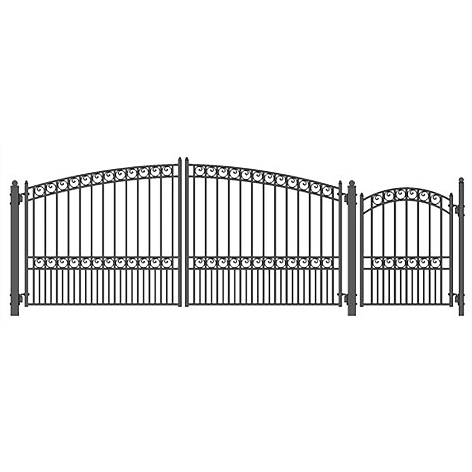 ALEKO Paris Style Steel Dual Driveway Combo Gate 12' with Pedestrian Gate
