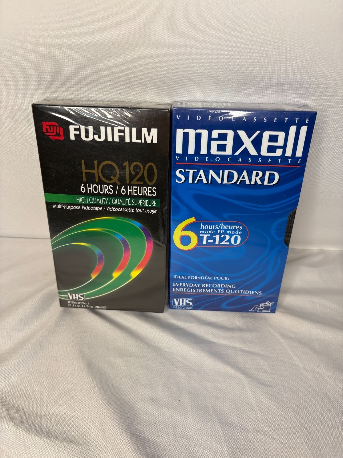 Lot of 2 Standard VHS HQ120 and T-120 Blank Video Tape 6 Hours New Sealed
