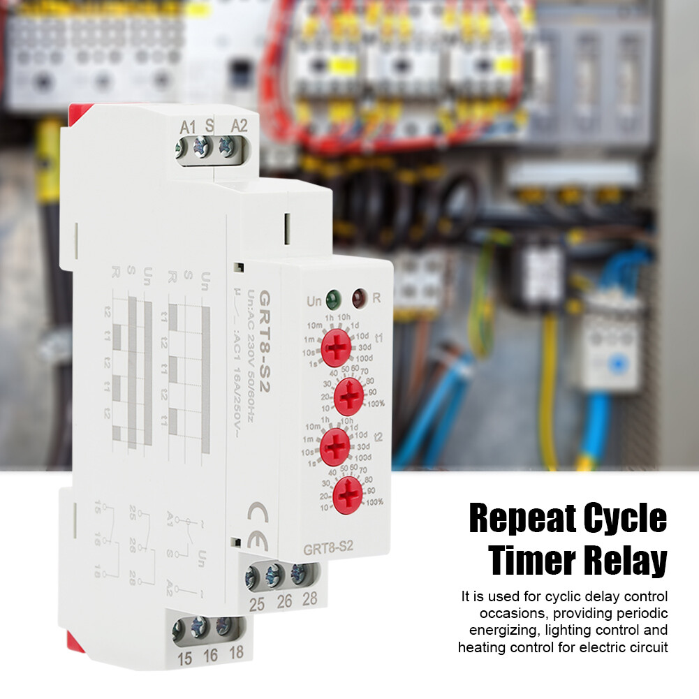 GRT8-S2 ON/OFF Repeat Cycle Timer Relay DIN Rail Asymmetric Cycle Timer Relay