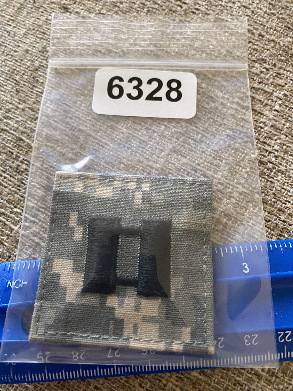 US Army Captain CPT O-3 Rank ACU Hook / Loop Pattern Military Patch INV6328