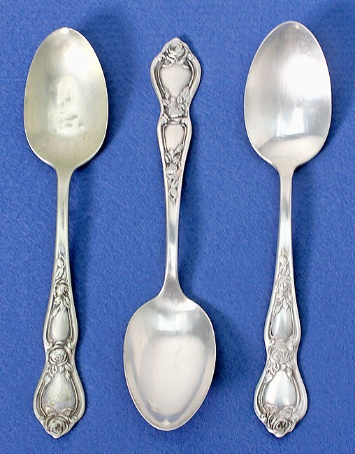 Three (3) Antique R. C. Co. Silverplate Rose Serving Spoons