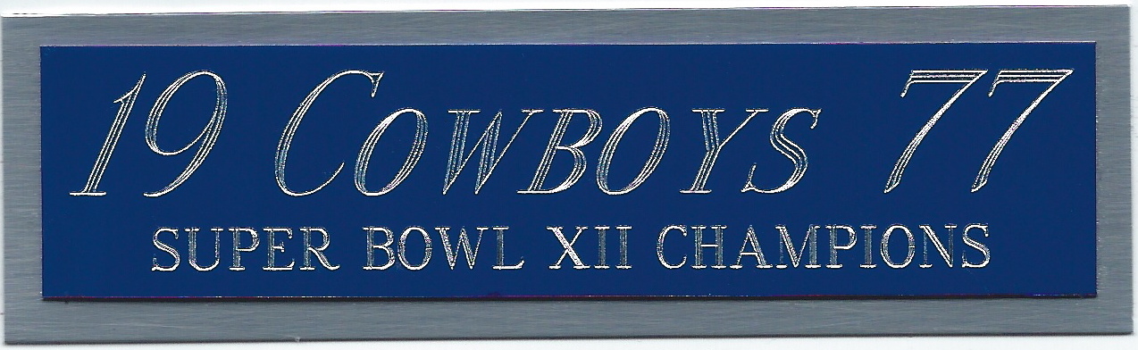 1977 DALLAS COWBOYS CHAMPIONS NAMEPLATE FOR Signed HELMET-FOOTBALL-JERSEY-PHOTO