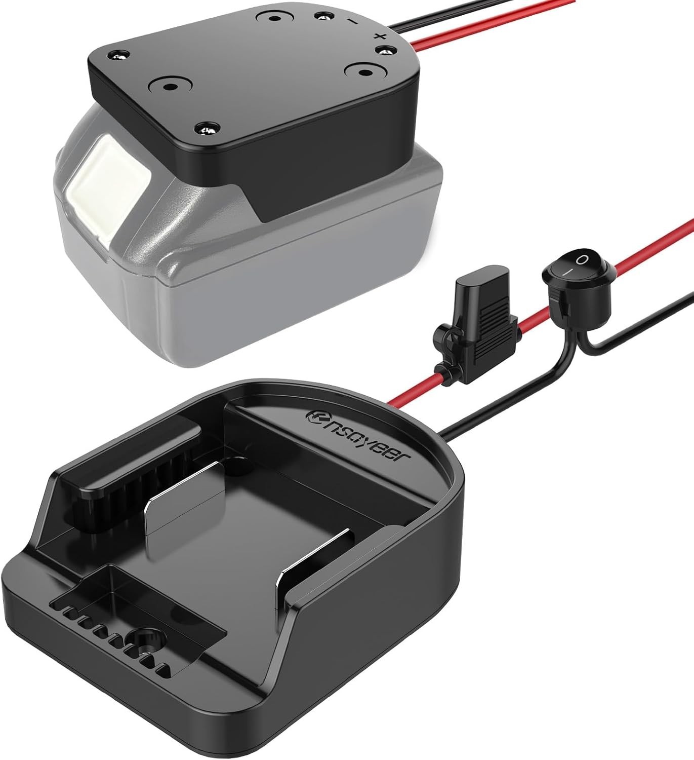 Power Wheel Adapter with Fuse Switch 18V Lithium Battery Connector 12 Gauge