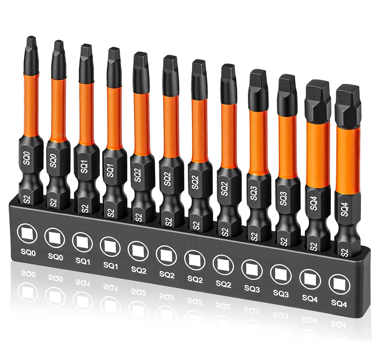 12 Pieces Square Drive Bits 2 Inch /50 Mm Long Robertson Square Drill Bit Set 1/