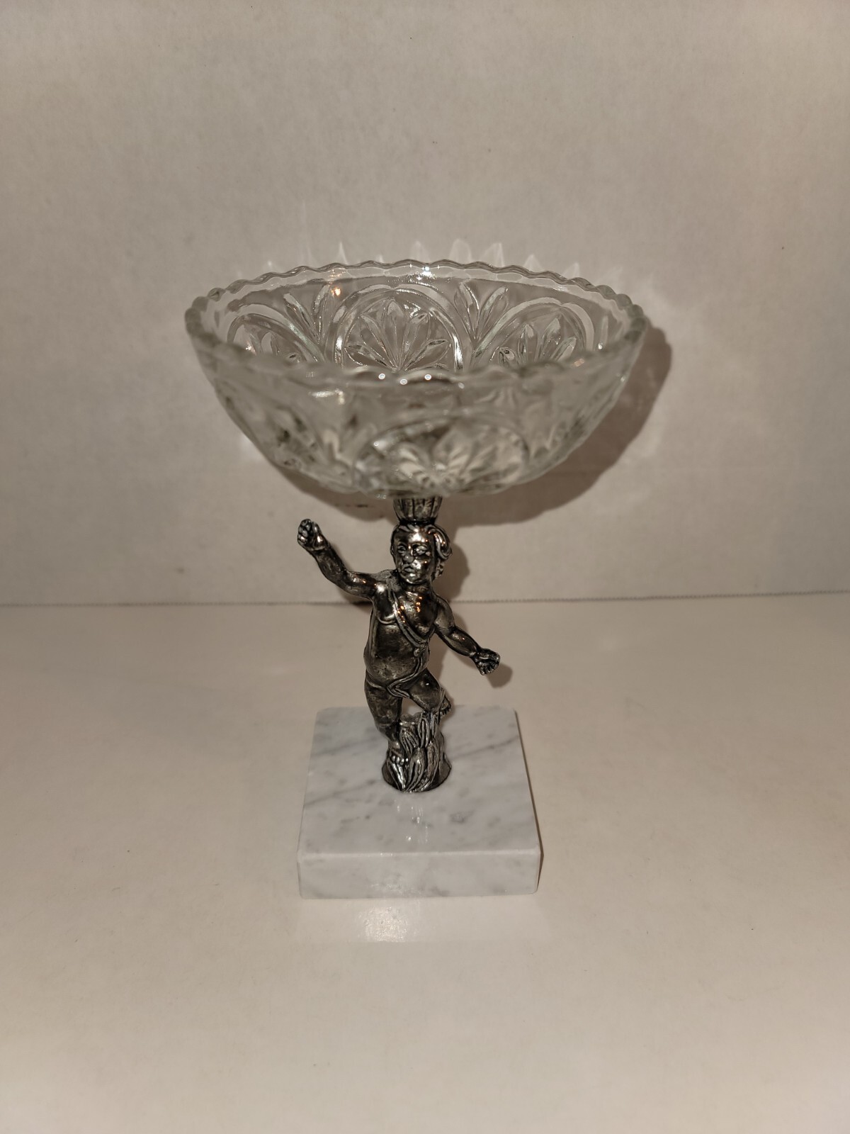 Glass Candy Dish With Marble Base