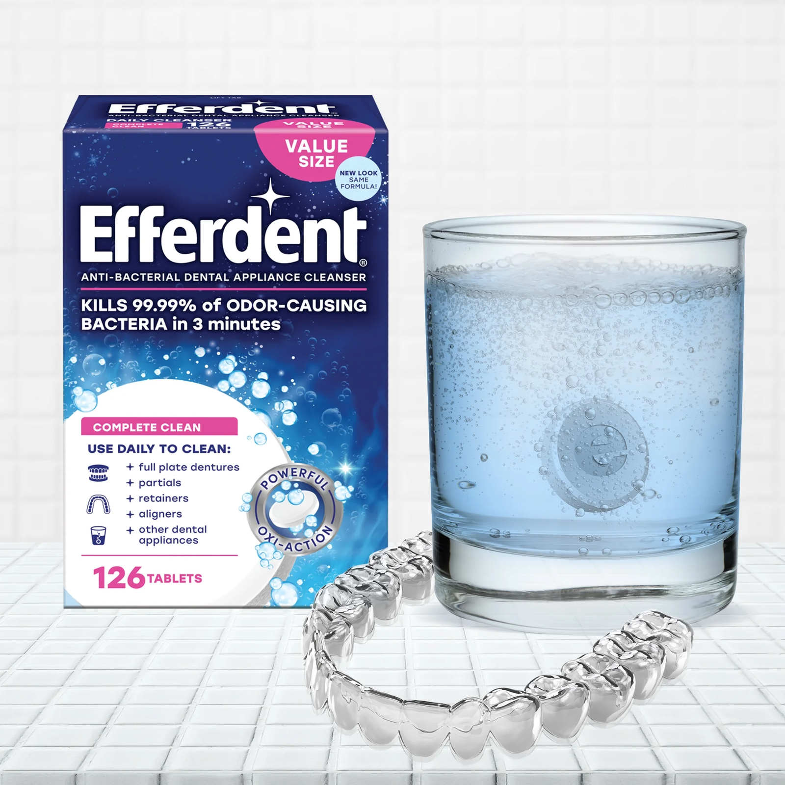 Retainer & Denture Cleaner Tablets, Complete Clean, 126 Count